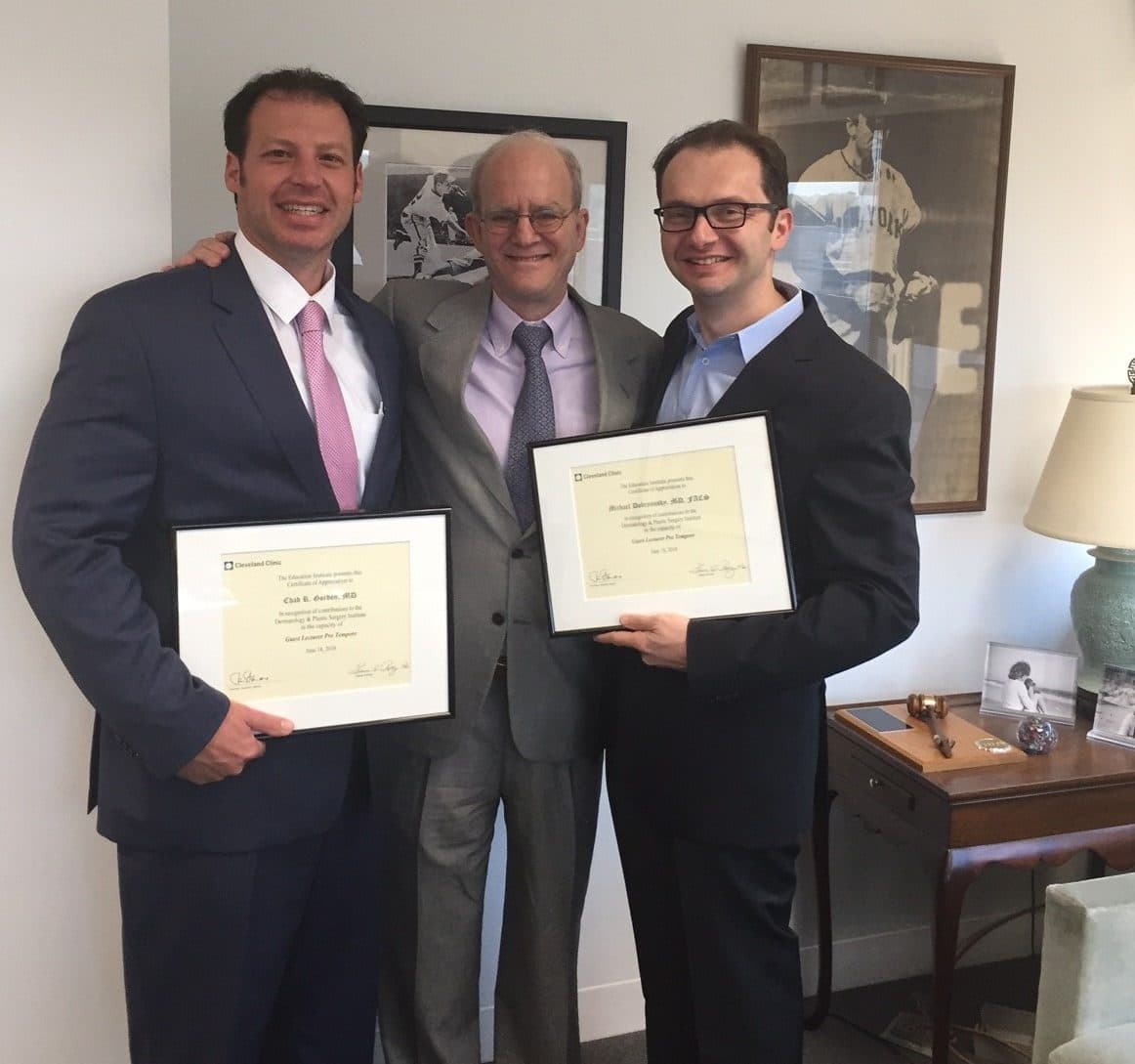 Dr. James Zins, Chairman of Plastic Surgery, Cleveland Clinic (center) and Dr. Chad Gordon, Assistant Professor of Plastic and Reconstructive Surgery, Johns Hopkins, (left) with Dr. Michael Dobryansky (right).