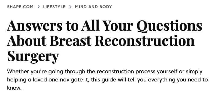 Dr. Addona Discusses Breast Reconstruction in Shape Magazine