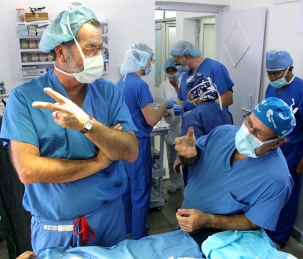 Dr. DiGregorio and Dr. Laurence T. Glickman on a surgical mission in India in 2011.