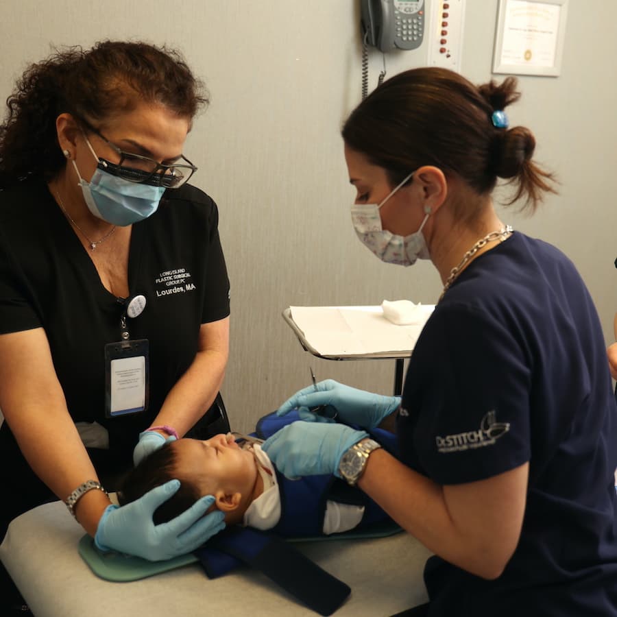 Dr. Ruotolo with a cleft lip patient