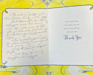 Thank You card written to Dr. Pinsky from a patient