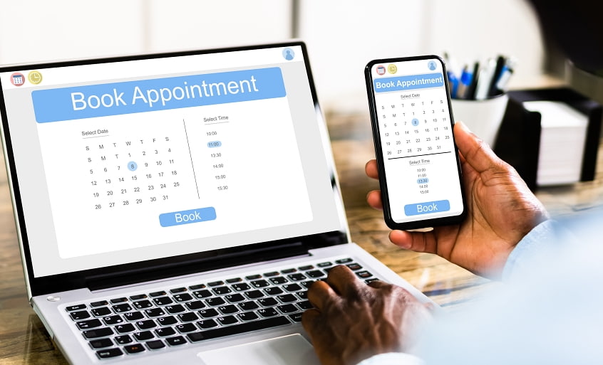 Man booking his appointment online
